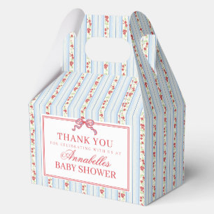 Blue & Red Fancy Floral Baby Shower Gable Favor Box