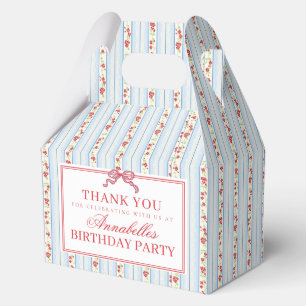 Blue & Red Fancy Floral Birthday Party Gable Favor Box