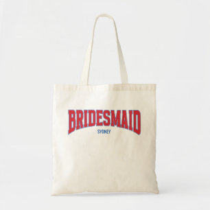Blue + Red Faux Glitter BRIDESMAID Bachelorette Tote Bag