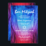 Blue Red Fire and Ice | Star of David Bar Mitzvah Invitation<br><div class="desc">Stunning blue and red, fire and ice party theme Bar Mitzvah invitations you can make completely your own with a personalized touch. The original watercolor illustration depicts flames of red fire and blue ice combining together to create vivid tones of purple and violet. This personalized Bar Mitzvah invitation template is...</div>