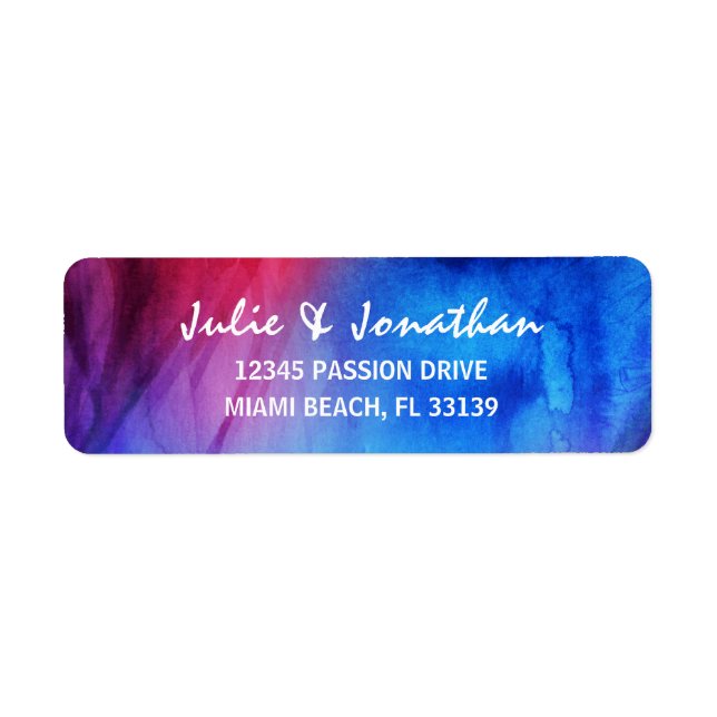 Blue Red Fire Ice Wedding Elegant Return Address (Front)