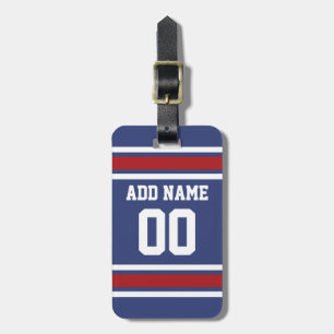 Blue Red Football Jersey Custom Name Number Luggage Tag