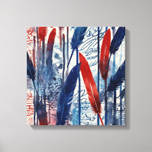 Blue red forest Watercolor wall art