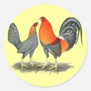 Blue Red Gamefowl Classic Round Sticker