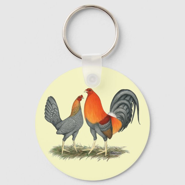 Blue Red Gamefowl Keychain (Front)