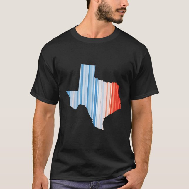 Blue Red Global Temperature - Texas Climate Change T-Shirt (Front)