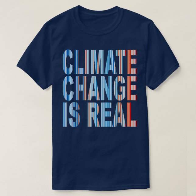 Blue Red Global Warming Stripes Climate Change is  T-Shirt (Design Front)