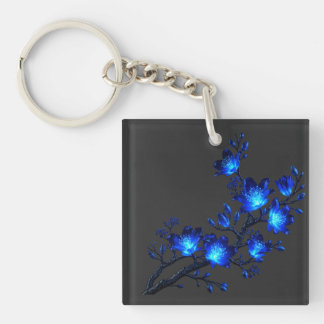 Blue & Red Glowing Floral Branch Acrylic Keychain