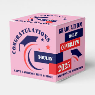 Blue Red Graduation 2025 Custom Party Favour Favor Box