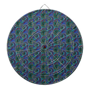 Blue Red Green Fractals Modern Art Dartboard