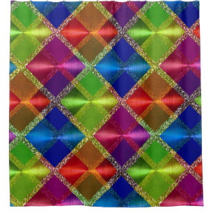 Blue Red Green Glitter Plaid Design