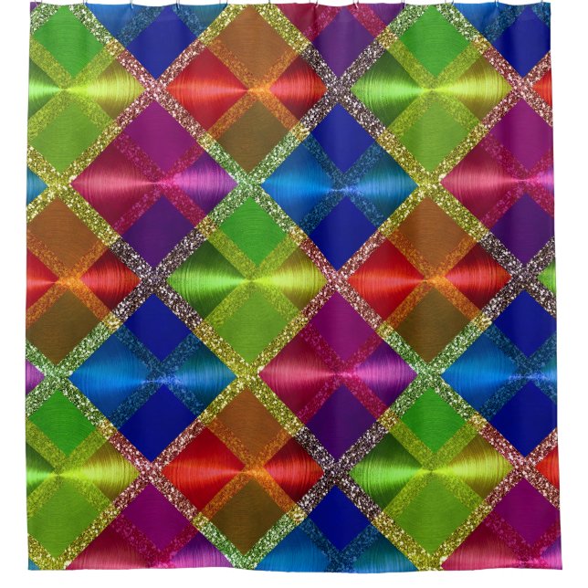 Blue Red Green Glitter Plaid Design (Front)