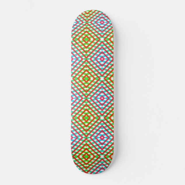 Blue, red & green Spring/Easter diamond Skateboard (Front)
