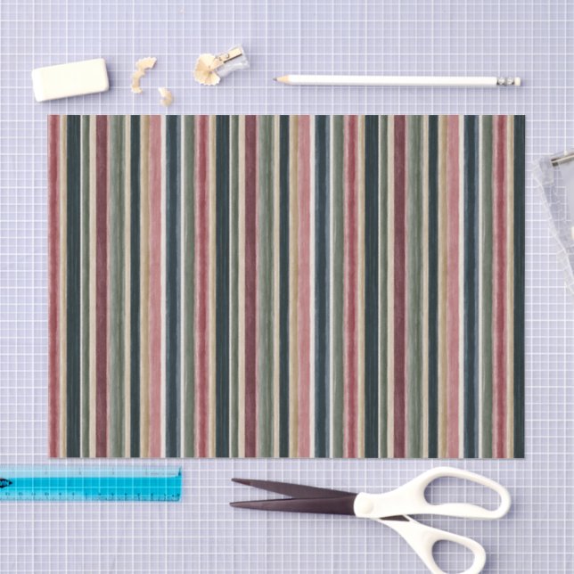 Blue Red Green Stripes Birthday Tissue Paper (Craft)