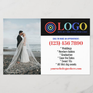 Blue Red Logo Photos Promo Small Business Flyer
