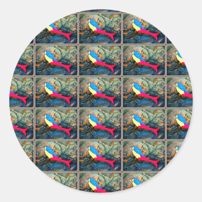 blue/red mermaid stickers (Front)