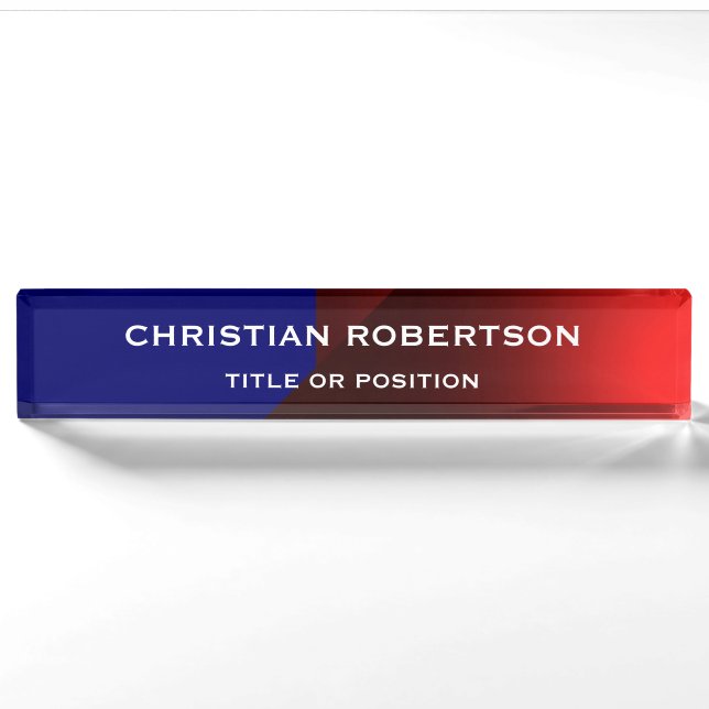 Blue Red Modern Simple Plain Business Nameplate (Front)