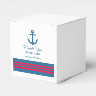 Blue Red Nautical Anchor Wedding Favour Boxes
