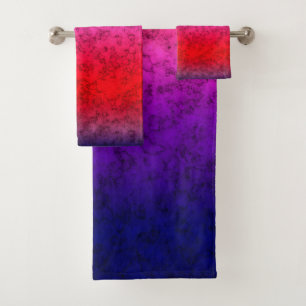 Blue-red Ombre Bath Towel Set