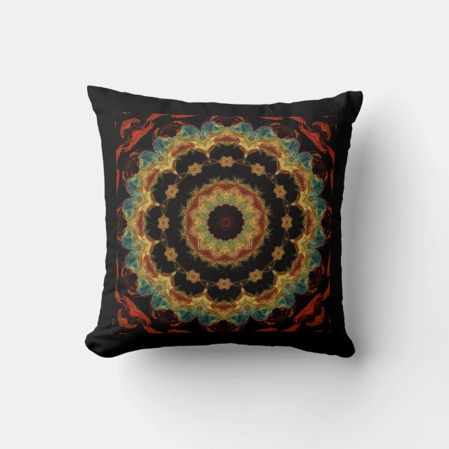 Blue Red On Black Throw Pillow (Front)