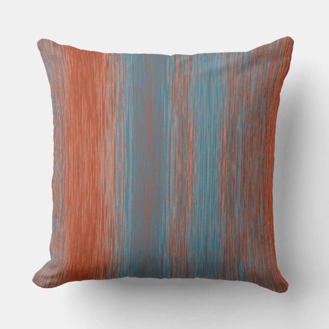 Blue Red Orange Abstract Blended Stripes Outdoor Pillow (Front)