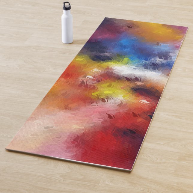 Blue Red Orange Yellow Abstract Artwork Template Yoga Mat (In Situ)