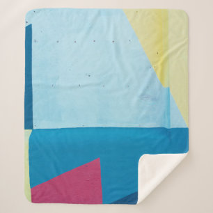 Blue, red, pink, and yellow abstract painting sherpa blanket