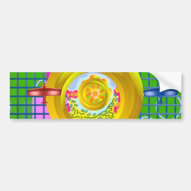 Blue Red Planes Gold Rings Geometric  Bumper Sticker (Front)