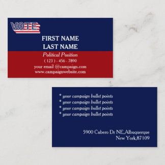 Blue & Red Political Campaign  Business Card