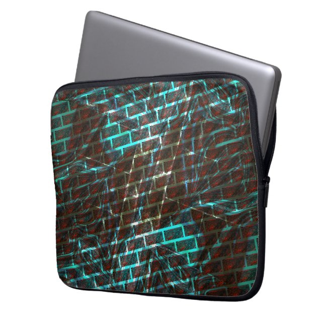 Blue red rust, scratches, small brick or grid laptop sleeve (Front Left)