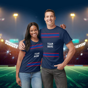 Blue & Red Striped Sports Team Name Dark Unisex T-Shirt