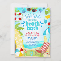 Blue Red Summer Beach Bash Birthday