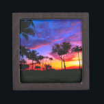 Blue Red Sunset Exotic Hawaiian Beach Palm Trees Jewelry Box<br><div class="desc">Retro Exotic Travel Places Photography - Vintage Palm Tree & the Beach Photo Artwork</div>