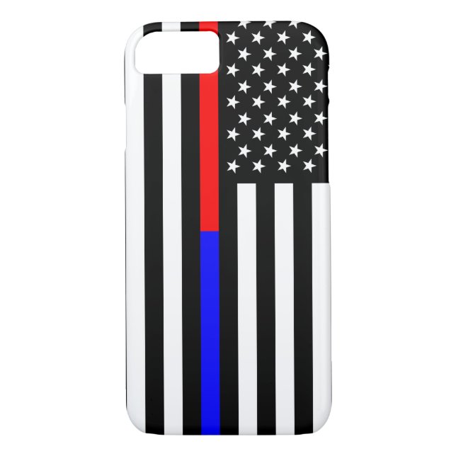 blue red thin line police firefighters symbol usa Case-Mate iPhone case (Back)