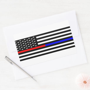 blue red thin line police firefighters symbol usa sticker