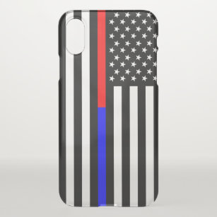 blue red thin line police firefighters symbol usa iPhone x case