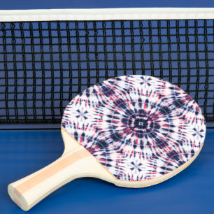 Blue & Red Tie Dye Pattern Ping Pong Paddle