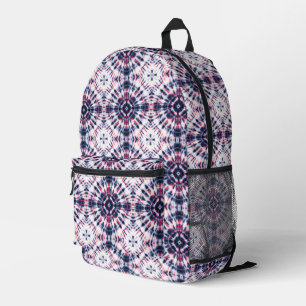 Blue & Red Tie Dye Pattern Printed Backpack