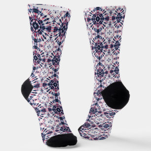 Blue & Red Tie Dye Pattern Socks