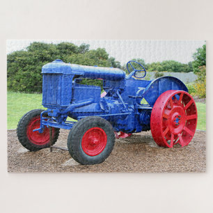 Blue & red tractor jigsaw puzzle