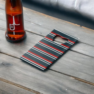 Blue Red uniform Stripes Credit Card Bottle Opener