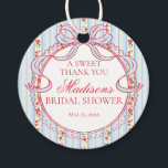 Blue Red Vintage Fancy Floral Bridal Shower Circle Favour Tags<br><div class="desc">A charming blend of vintage elegance and playful femininity, this party decor collection features soft preppy florals paired with delicate coquette bows. Designed to feel timeless yet fresh, each piece brings a sweet, polished touch to your celebration. ★ Let me help you plan your next party! ★ If you need...</div>
