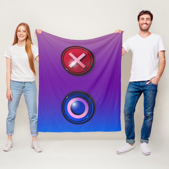 Blue Red Voting Buttons Gradient Fleece Blanket (In Situ)
