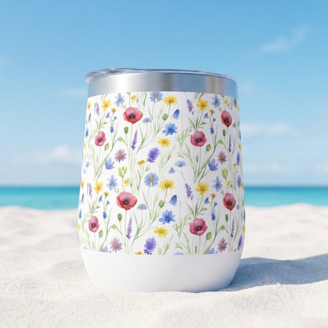 Blue Red Watercolor Wildflower (Créateur téléchargé)