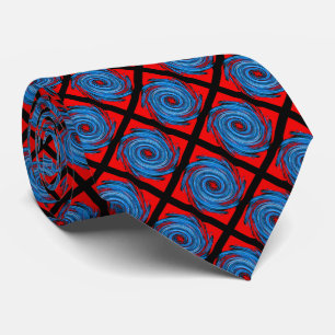 Blue Red White Black Swirl Pattern Tie