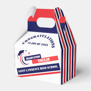 Blue Red White Graduation 2025 Custom Party  Favor Box