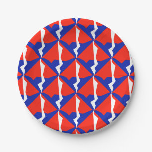 Blue Red White Item Paper Plate