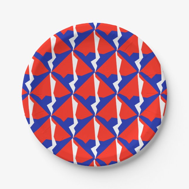 Blue Red White Item Paper Plate (Front)