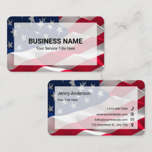 Blue Red White Simple Minimalist American Flag Business Card