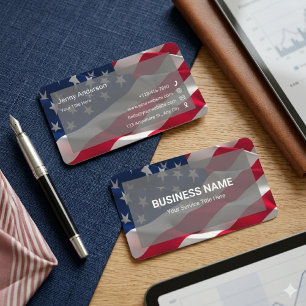 Blue Red White Simple Minimalist American Flag Business Card